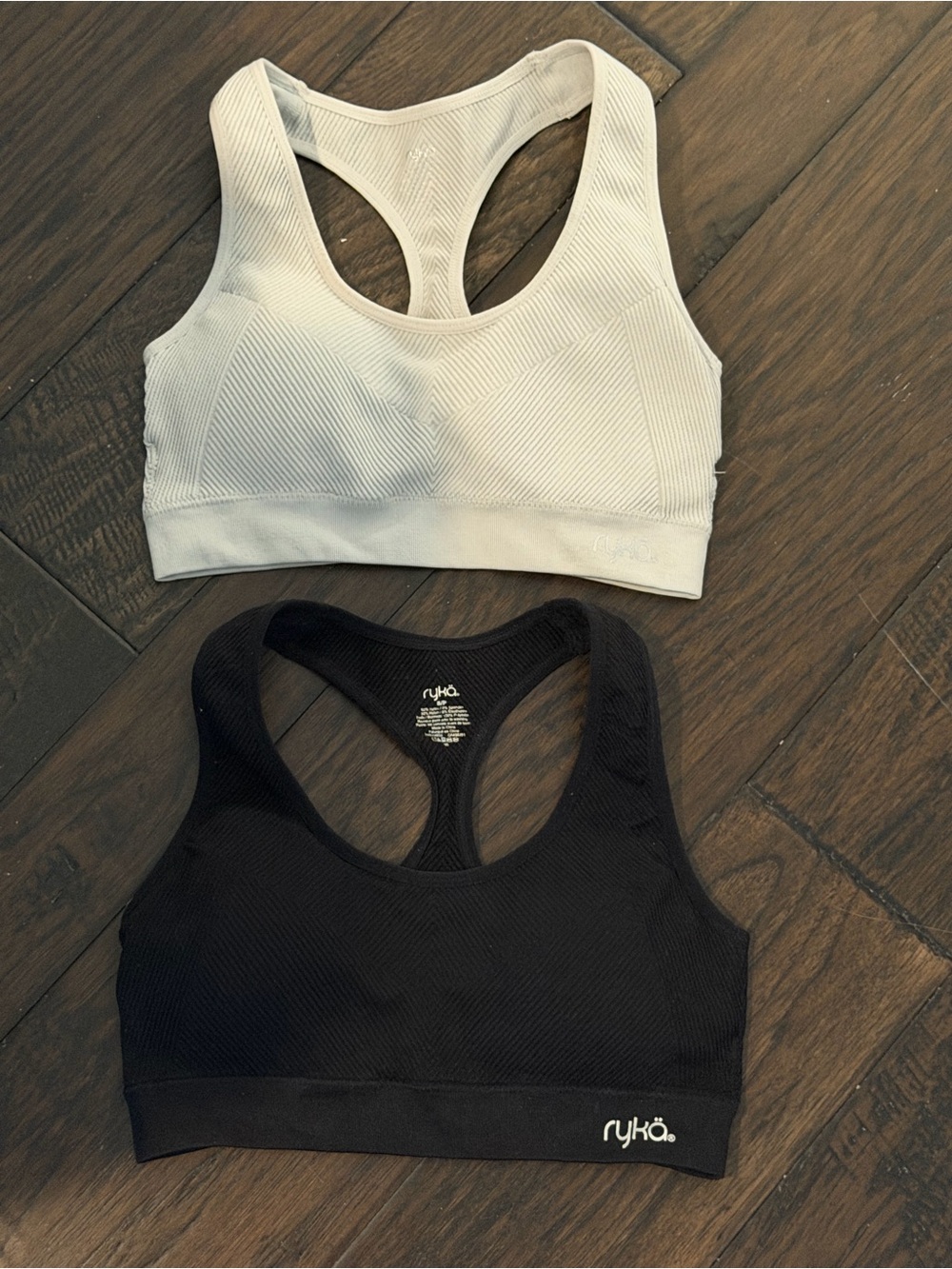 Ryka padded sports bra bundle light gray and black
